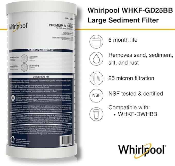 Whirlpool Whole House Large Capacity Sediment Filter WHKF-GD25BB, Full Case of - Image 2