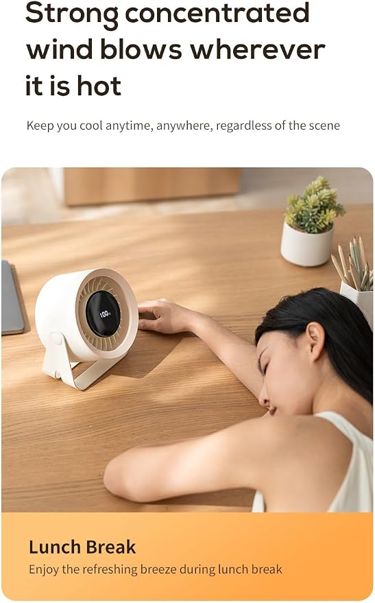 LED screen rechargeable desk fan, silent desktop air purifier - Image 6