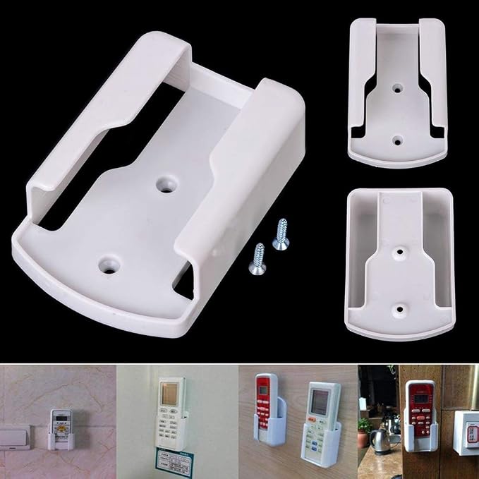 Remote Holder Wall Mount Media Controller Organizer White Plastic Storage Box - Image 2