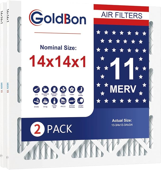 14x14x1 Air Filter 2 Pack MERV 11 MPR 1000 FPR 7- GoldBon AC Filter USA Design- by Unknown