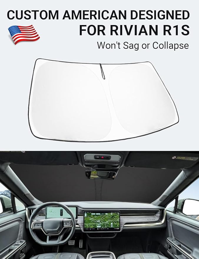 Proadsy Windshield Sun Shade for Rivian R1S 2022-2025 2026 4-Layer Foldable - Image 2