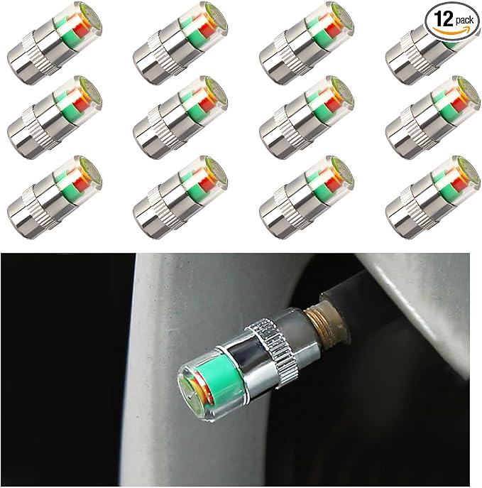 Yourkar 12 PCS Tire Pressure Monitor Valve Stem Caps, 2.4Bar 36PSI Car Tire by Unknown
