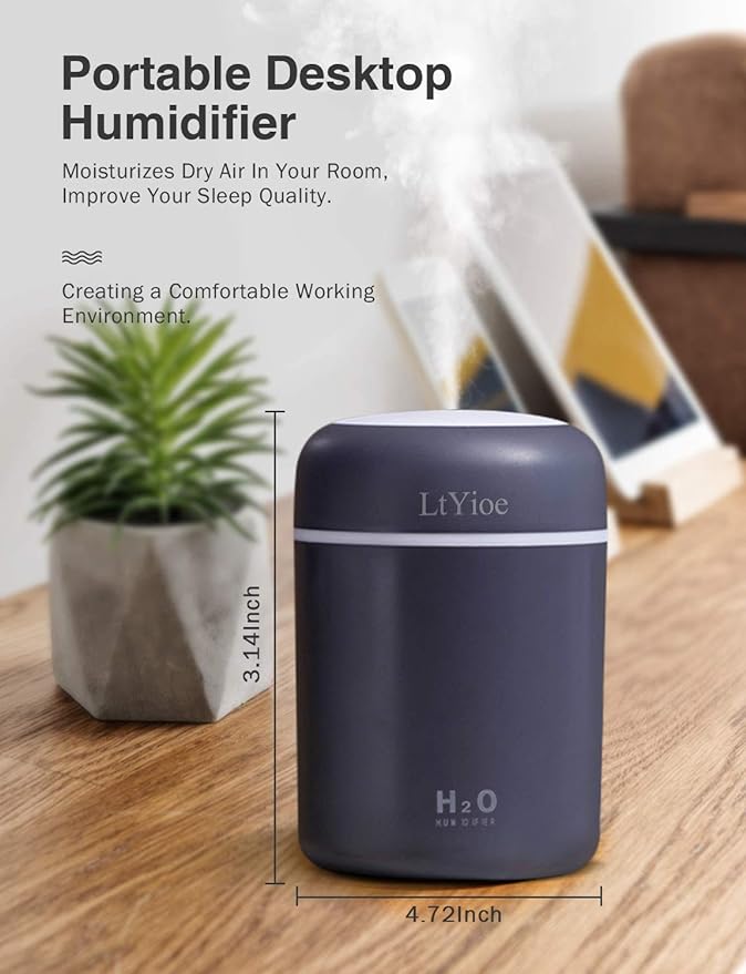 LtYioe Colorful Cool Mini Humidifier, USB Personal Desktop Humidifier - Image 2