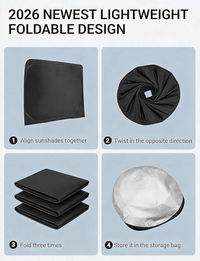 Proadsy Windshield Sun Shade for Lucid Air 2022-2026 Foldable Front Sunshade - Image 7