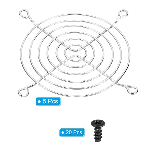 PATIKIL 92mm Fan Grill with Screws, 5 Pack Chrome Plated Iron Frame Ventilator - Image 3