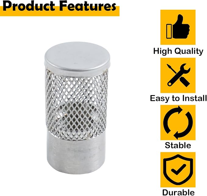 25mm Dia Hose Inlet Suction Strainer Filter, Stainless Steel Water Pump Filter - Image 3