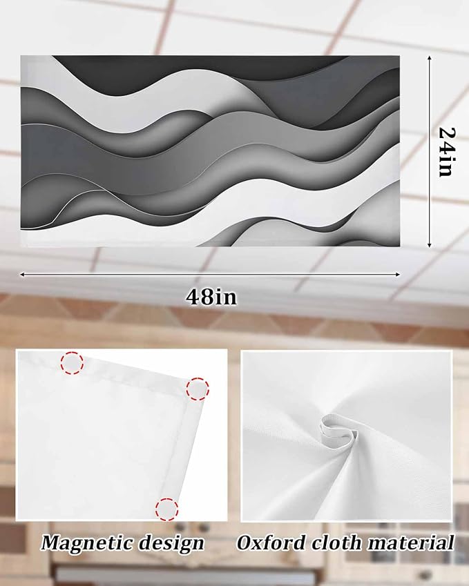 Yukro 3 Pack Black Ombre Fluorescent Light Covers Grey White Gradient Abstract - Image 6