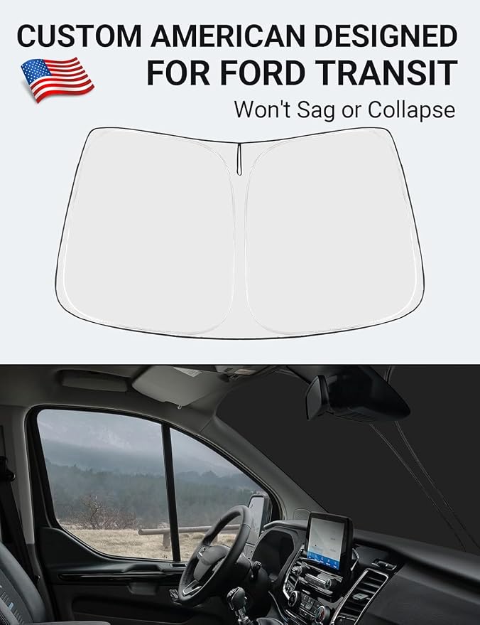 Proadsy Windshield Sun Shade for 2015-2025 2026 Ford Transit 4-Layer Foldable - Image 2