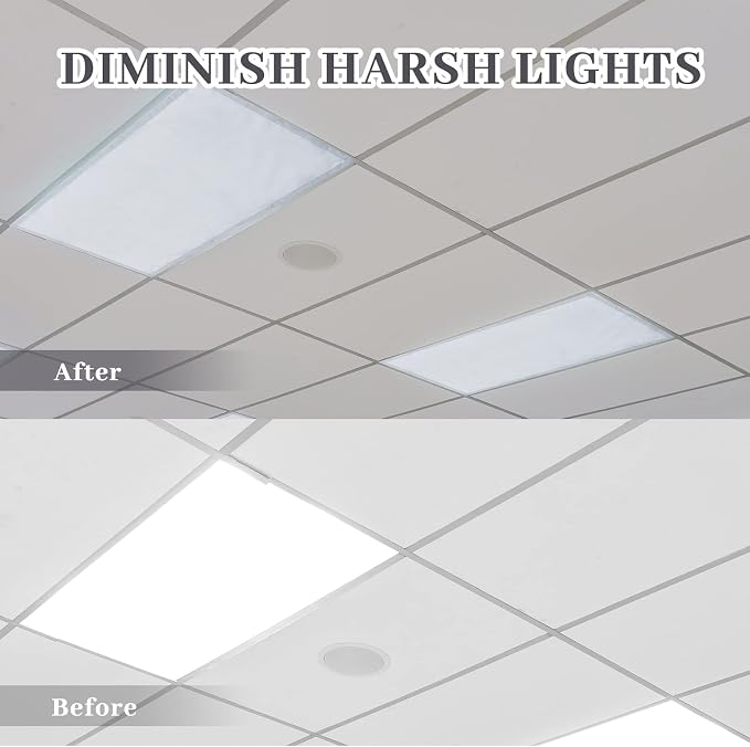 Hortsun Pack of 2 Fluorescent Light Covers 4 x 2 Feet Magnetic Ceiling Light - Image 3