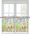 Easter Half Window Curtain 36 Inches Long, Spring Bunny Colorful Rabbit Eggs by Unknown