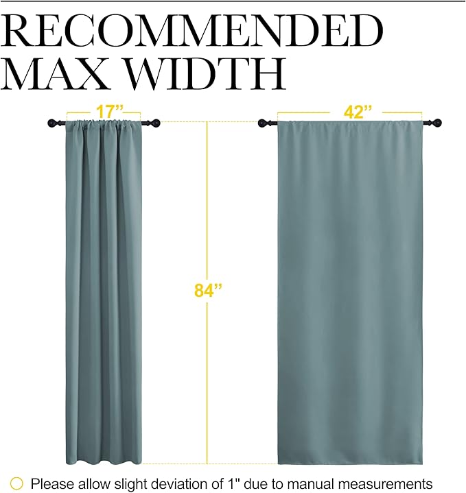NICETOWN Greyish Blue Blackout Curtains Panels for Window, Thermal Insulated Rod Pocket Blackout Drapes/Draperies for Living Room (2 Panels, W42 x L84 inches)