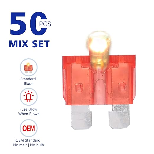 BUSY-CORNER 50 Piece Glow Fuse Standard Blade Automotive Fuse - Image 7