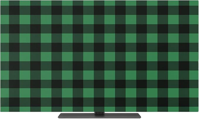 Black Green Buffalo Checker Indoor TV Cover, Elastic TV Screen Protector by Unknown