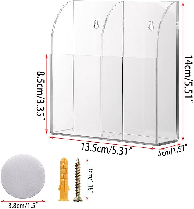 Hipiwe Wall Mount Remote Control Holder Clear Acrylic Media Organizer Storage - Image 5