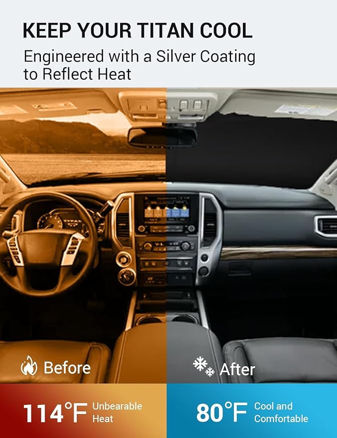 Proadsy 2026 Upgrade Windshield Sun Shade Custom Fit 2020-2024 Nissan Titan - Image 3
