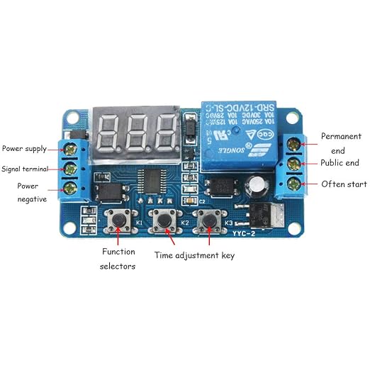 1Pcs Automation DC 12V Time Delay Relay Module LED Display Digital Delay Timer - Image 2