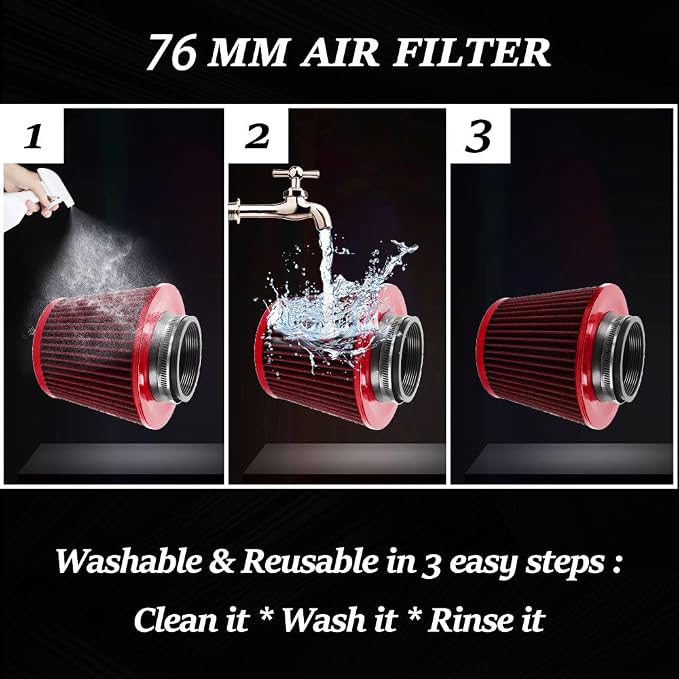 3-inch Cold Air Intake Filter 76mm, High Performance Clamp-On Engine Intake Air - Image 5
