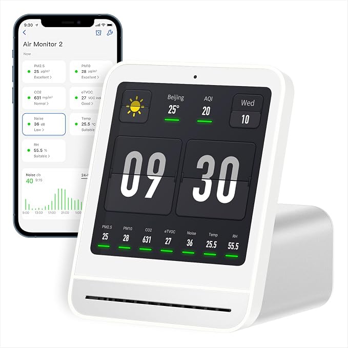 Qingping Air Quality Monitor Gen 2, Air Quality Monitor Indoor Detects PM2.5 by Qingping
