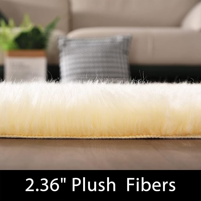 Latepis Boho Area Rugs 5x7 Plush Yellow Fluffy Rugs Shag Washable Faux Fur Fuzzy Rug for Living Room Bedroom Soft Throw Rug Room Decor Rectangle