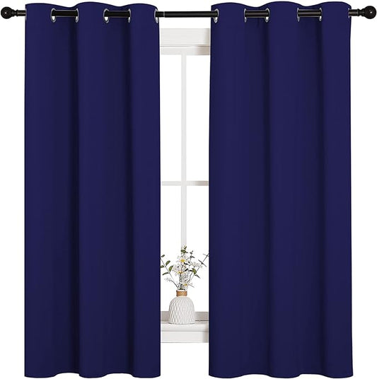 NICETOWN All Season Thermal Insulated Solid Grommet Top Blackout Curtains/Drapes/Panels for Kid's Room (Royal Blue, 2 Panels, 42 x 63 Inch)