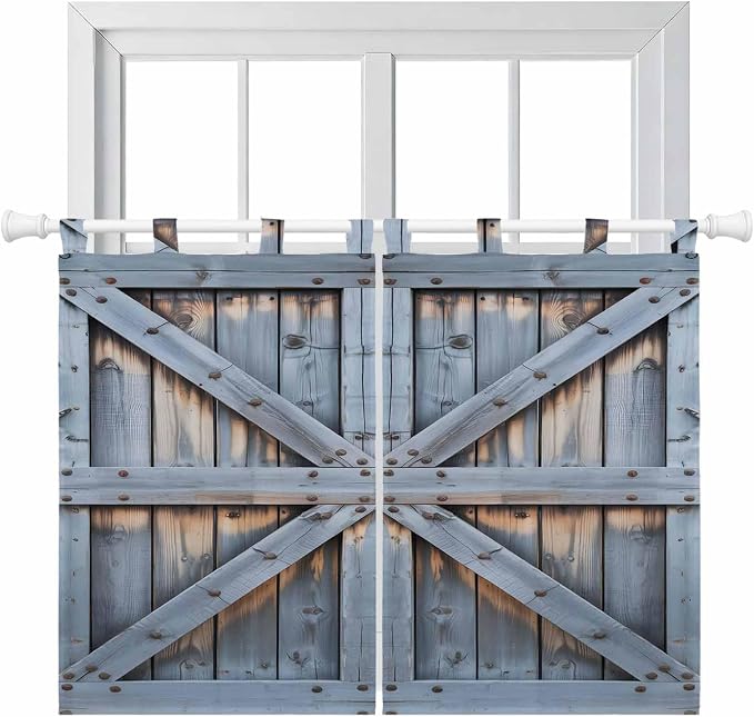Farmhouse Wood Grain Bedroom Curtains 63 Inch Length, Window Curtains Tab Top by Unknown