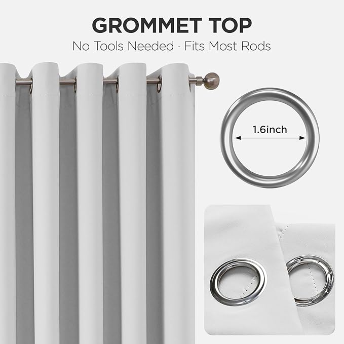 Joydeco Blackout Door Curtain for Doorway Privacy 80 Inches Long, Grommet Closet Curtain for Open Closet, Room Divider for Bedroom Living Room (Greyish White, 32Wx80L, 1 Panel)