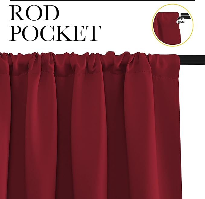 NICETOWN 30 inch Curtains for Small Windows, Thermal Insulated Privacy Short Drapes for Kitchen Bathroom (Set of 2, Burgundy Red, 29" Wide)