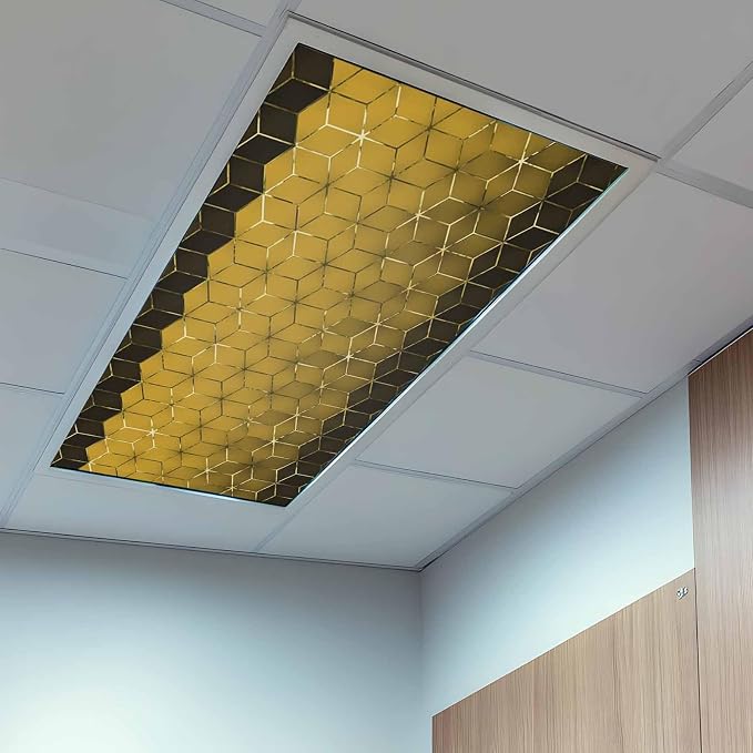 2x4 ft Fluorescent Light Cover for Ceiling Modern Yellow Gradient Geometric - Image 9