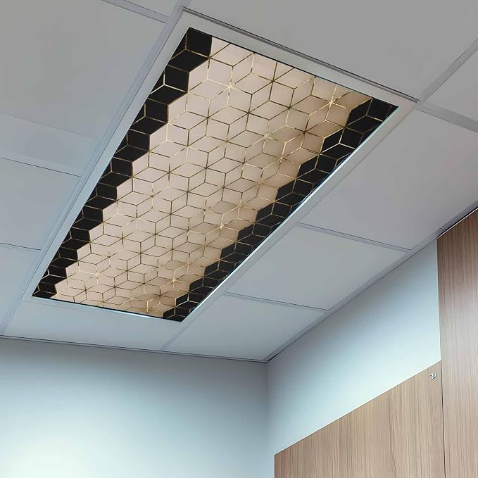 2x4 ft Fluorescent Light Cover for Ceiling Modern Brown Black Geometric Texture - Image 9