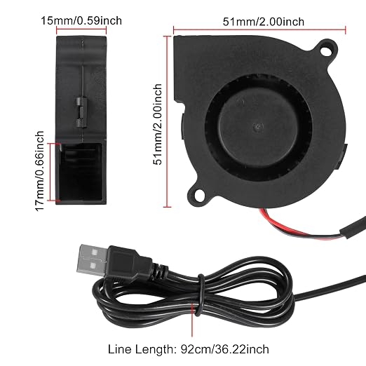 6Pcs 50mm Cooling USB Blower Fan 5015 5V USB 5 Volt Fans Blower Turbine Turbo - Image 5