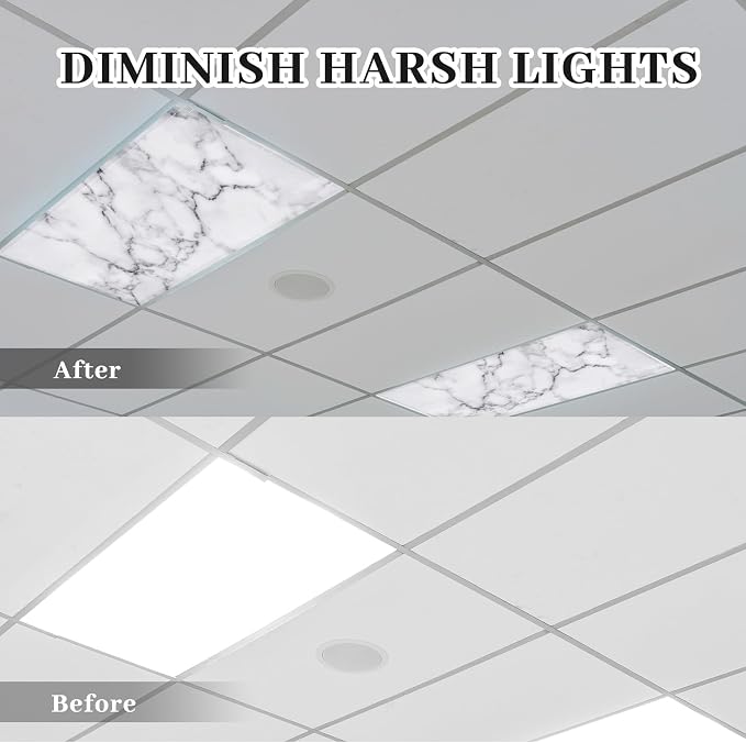 Hortsun Pack of 2 Fluorescent Light Covers 4 x 2 Feet Magnetic Ceiling Light - Image 3