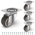 1" Mini Low Profile Swivel Plate Casters, TPR Furniture Wheels | 88lbs Load by Unknown
