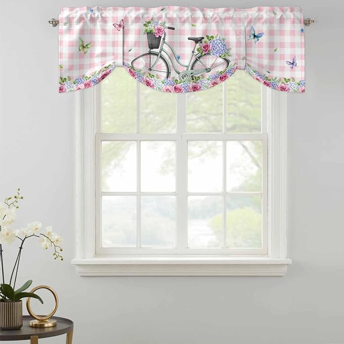 Spring Tie Up Valance Curtains for Windows, Kitchen Curtains Window Shades - Image 2
