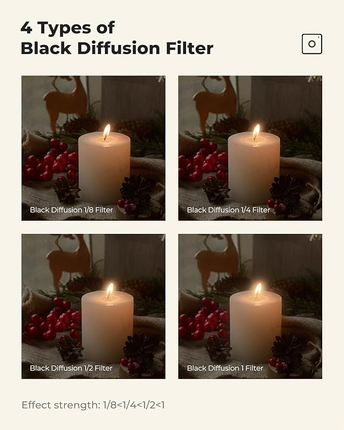 K&F CONCEPT 46mm Black Diffusion 1/4 Filter Mist Cinematic Effect Filter - Image 6