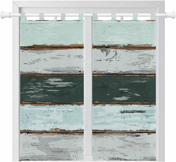 Blue Teal Bedroom Curtains 72 Inch Length, Window Curtains Tab Top, Vintage by Unknown