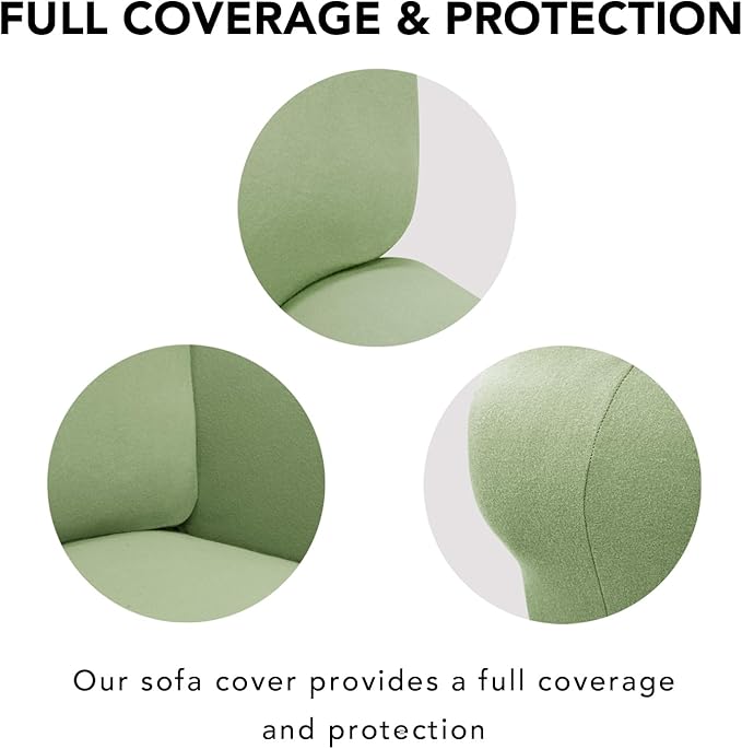 PureFit Super Stretch Sofa Slipcover – Spandex Non Slip Soft Couch Sofa Cover, Washable Furniture Protector with Non Skid Foam and Elastic Bottom for Kids, Pets （Sofa, Sage Green）
