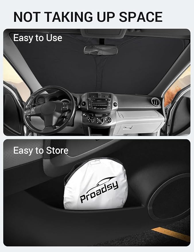 Proadsy 2026 Upgrade Front Windshield Sun Shade Foldable Sunshade Protector - Image 9
