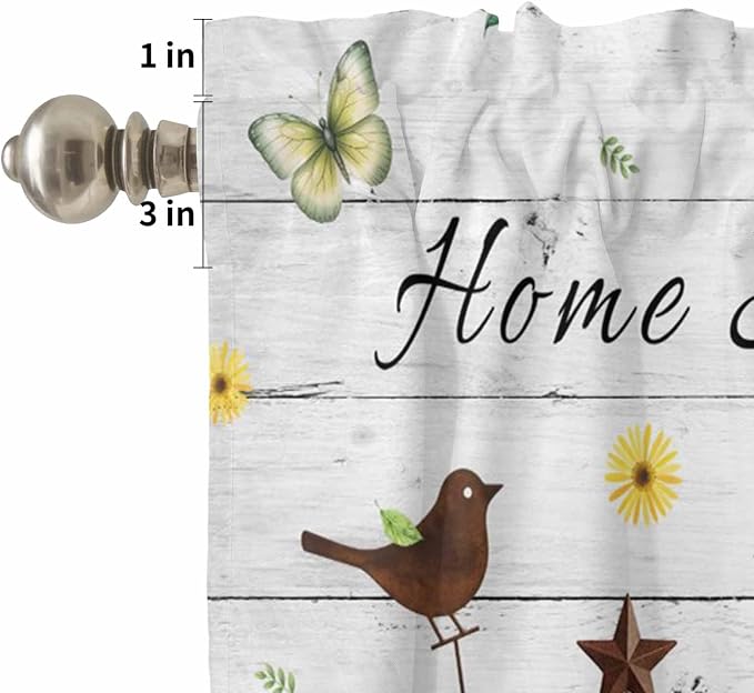 Kitchen Curtains Tiers and Valance Set of 3, Sunflowers Dog Light Filtering - Image 5