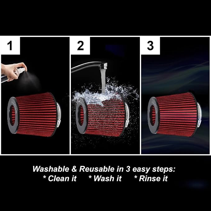 Universal 6" 152mm High-Flow Air Filter, Reusable Cone Cold Air Intake - Image 9