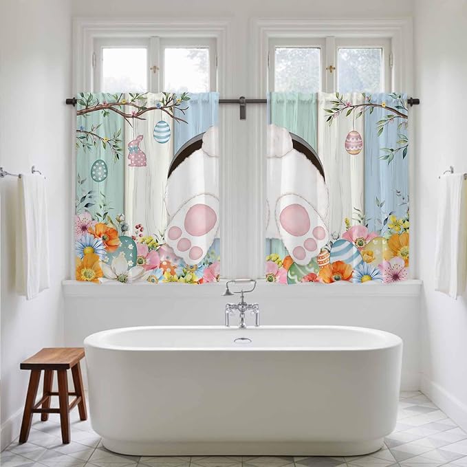 Easter Kitchen Curtains 54 Inch Long 2 Panel Set, Rod Pocket Window Curtains - Image 5