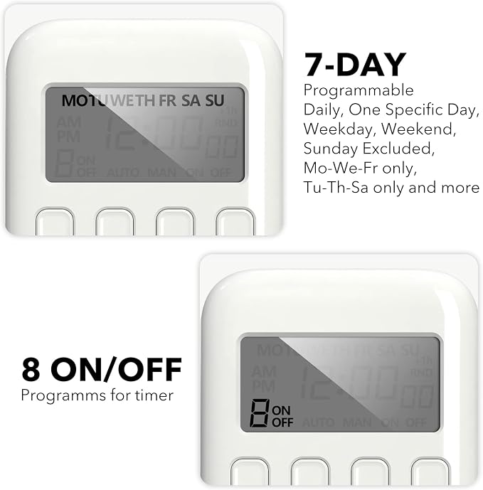 BN-LINK Indoor Digital Timer Outlet, Single Outlet 7 Day Programmable Light - Image 4