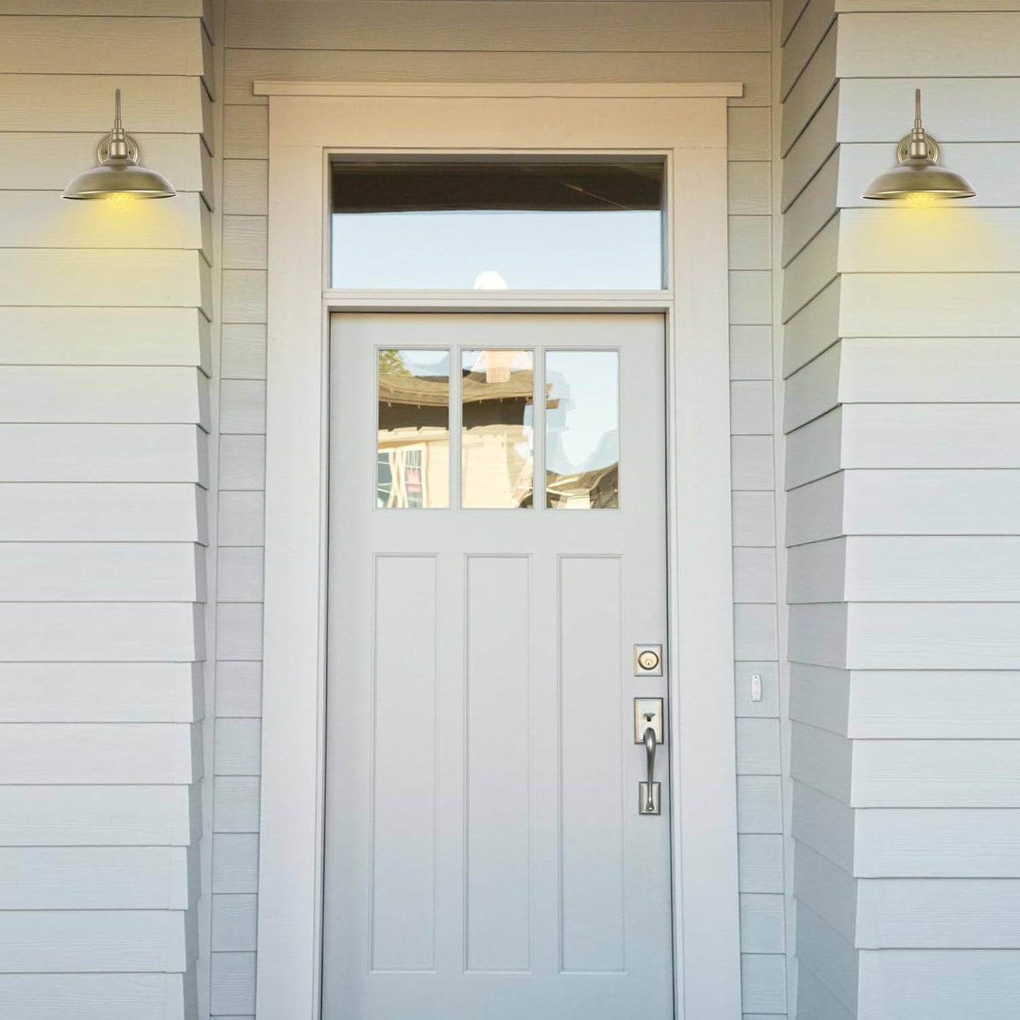 10 Inch Gooseneck Barn Light for Farmhouse, Brass Exterior Barn Style Light Fixture with Wall Mount, Outside Goose Neck Wall Sconce for Front Door Porch Patio Garage