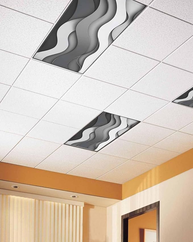 Yukro 2 Pack Black Ombre Fluorescent Light Covers Grey White Gradient Abstract - Image 2