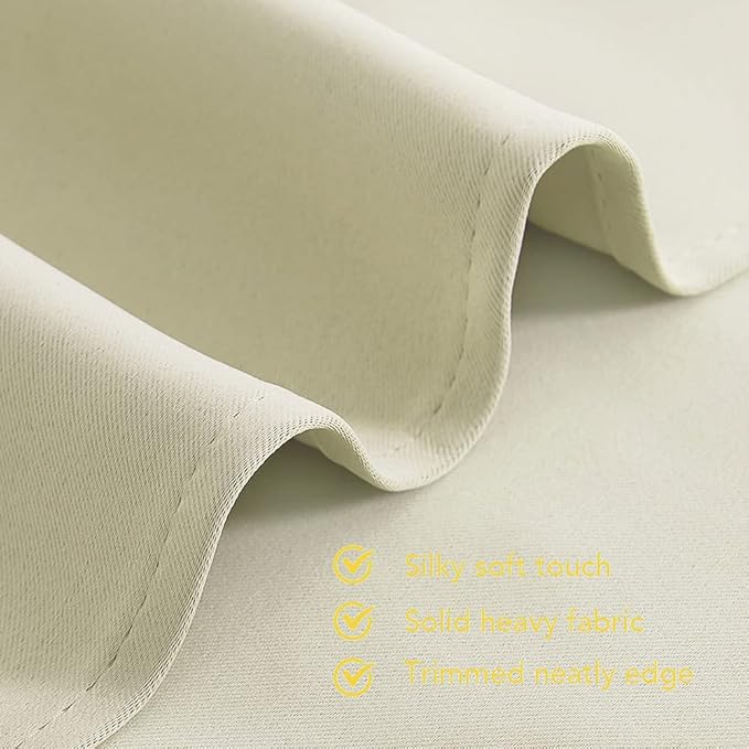 NICETOWN Blackout Beige Curtains and Drapes, Beigs, Set of 2, W34 x L40, Window Treatment Thermal Insulated Solid Grommet Blackout Draperies for Kitchen/Cafe