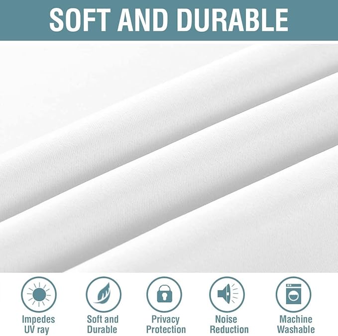 H.VERSAILTEX White Curtain 84 inches Long for Living Room Thermal Insulated Christmas Curtains Window Treatment Panel Bedroom Curtain for Door Thermal Curtains for Winter - One Panel - Grommet, White