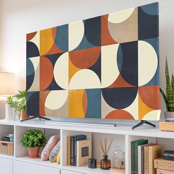 Mid Century Color Block Circle Abstract Geometric Indoor TV Cover, Elastic TV - Image 6