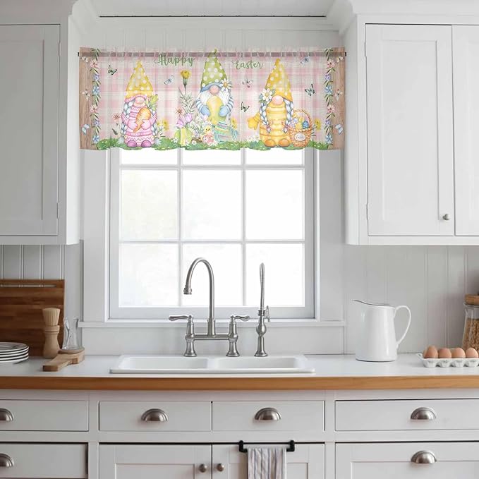Happy Easter Sheer Valances for Windows 60"x18", Light Filtering Kitchen - Image 3