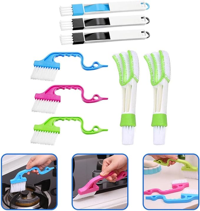 Yardwe 8Pcs Window Slot Cleaning Brush Set, Wet and Dry Groove Scrubber - Image 9