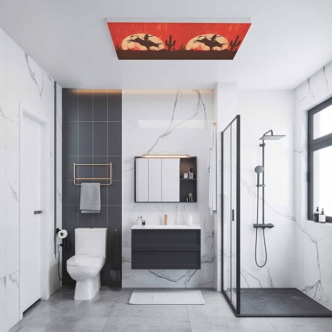 Fluorescent Light Covers for Drop Ceiling Western Cowboys Horse Riding on Red - Image 5