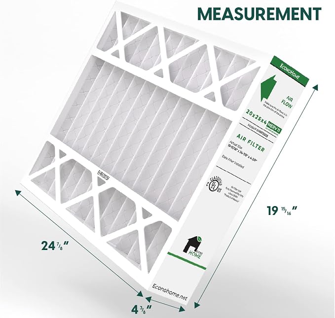 EconoHome 20x25x4 AC Furnace Pleated Air Filter MERV 11 Replacement – Allergen - Image 3